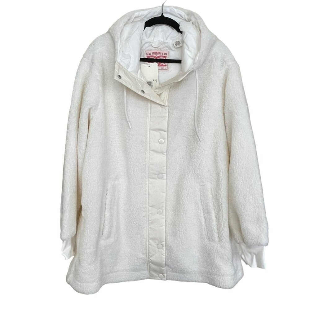 Levis Ivory Sherpa Fleece Hoodie Jacket Sz Small NWT